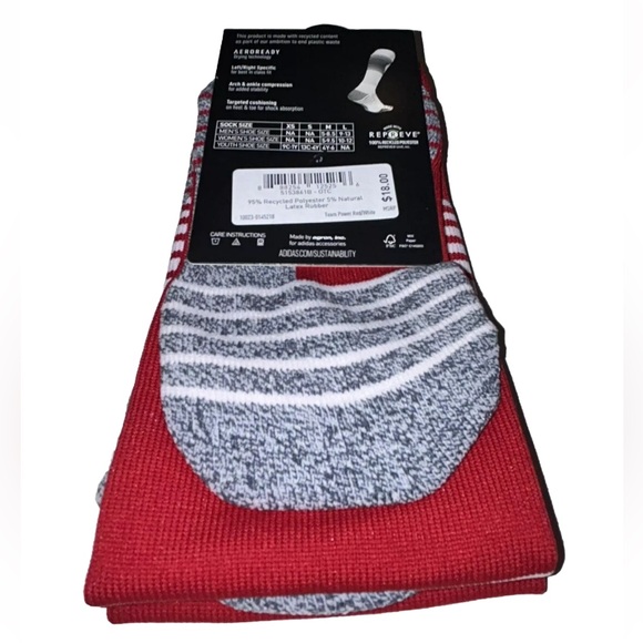 Adidas Team Speed OTC Soccer Socks 1 Pair Youth 13C-4Y Red & White w Logo NEW! - Picture 10 of 11